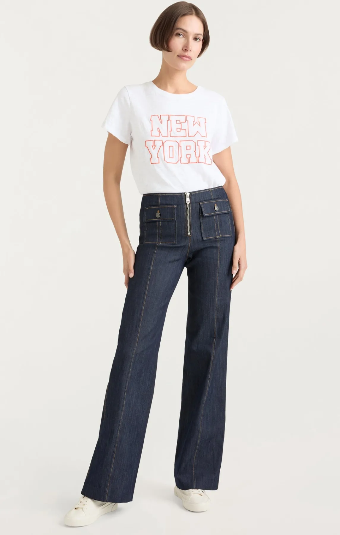 Cinq à Sept Chainstitch Paris New York Tee<Women Tees & Pullovers