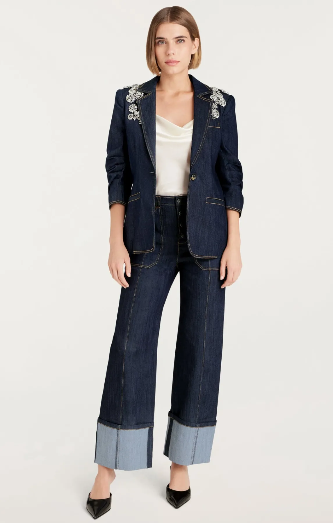 Cinq à Sept Crystal Chrysanthemum Khloe Blazer<Women Blazers | Denim