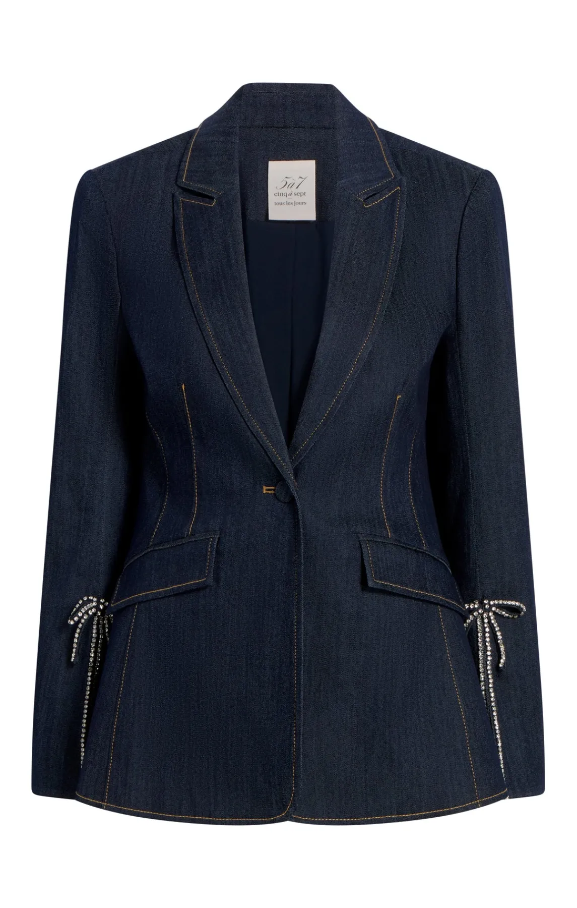 Cinq à Sept Crystal Denim Bow Cheyenne Blazer<Women Blazers | Denim