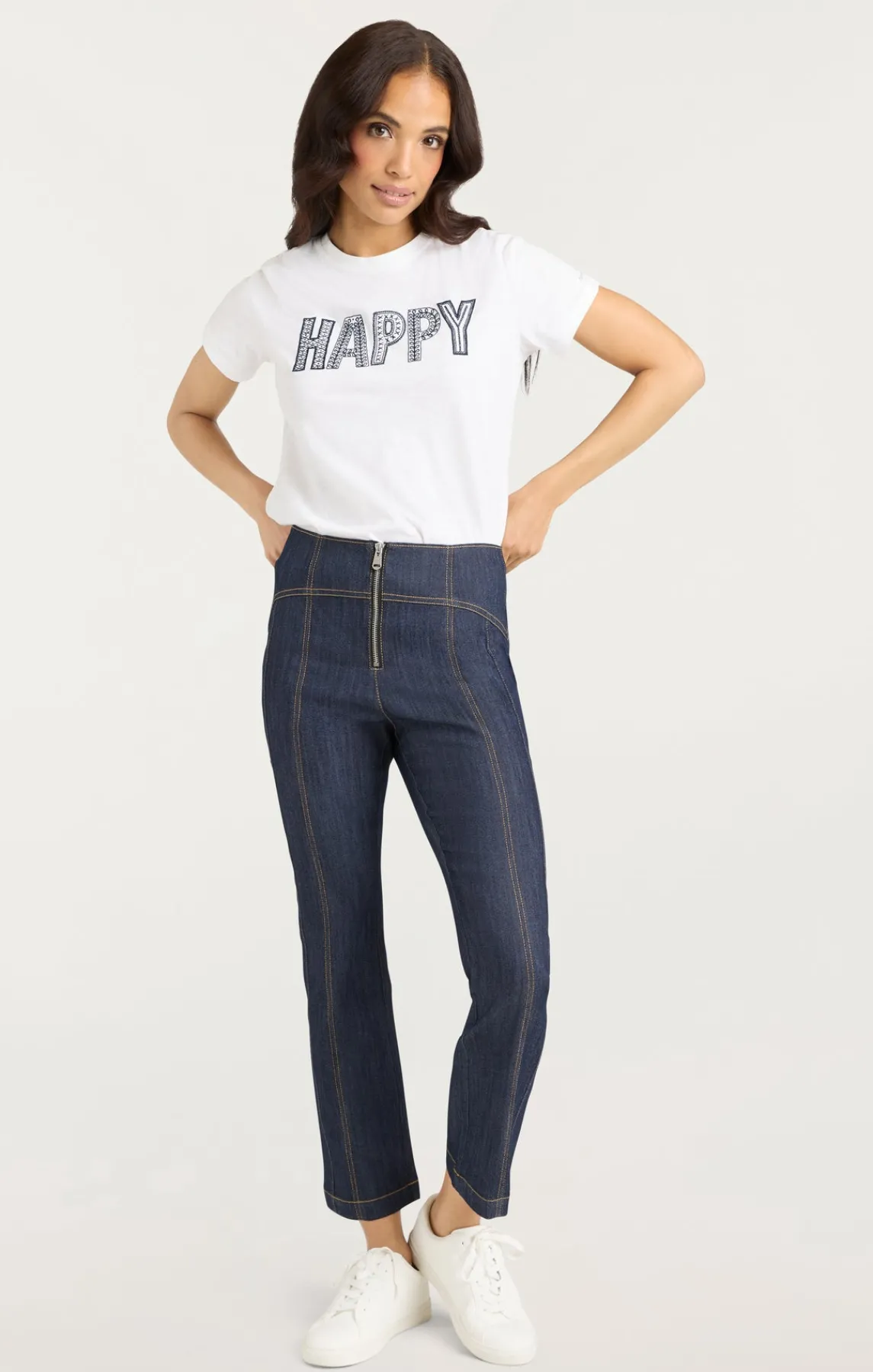 Cinq à Sept Embroidered Happy Tee<Women Tees & Pullovers