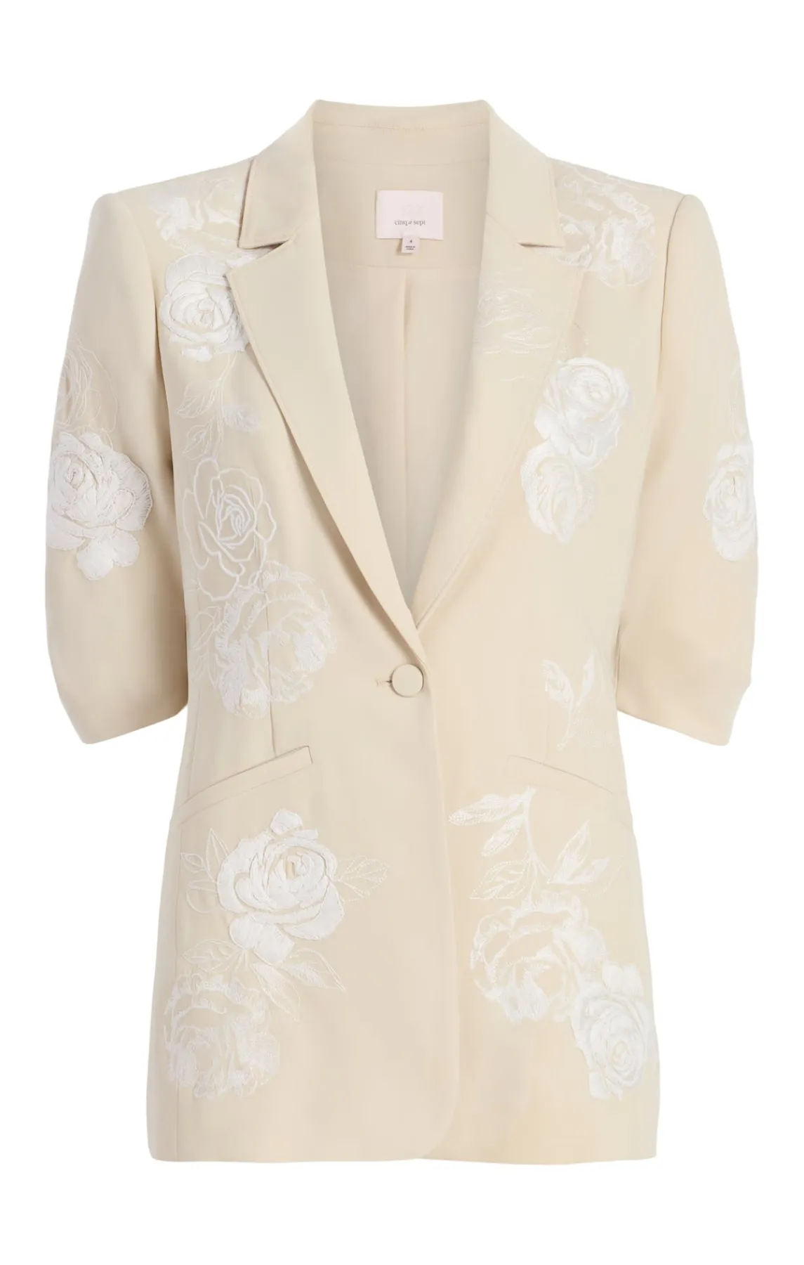 Cinq à Sept Floating Roses Embellished Short Sleeve Khloe Blazer<Women Blazers