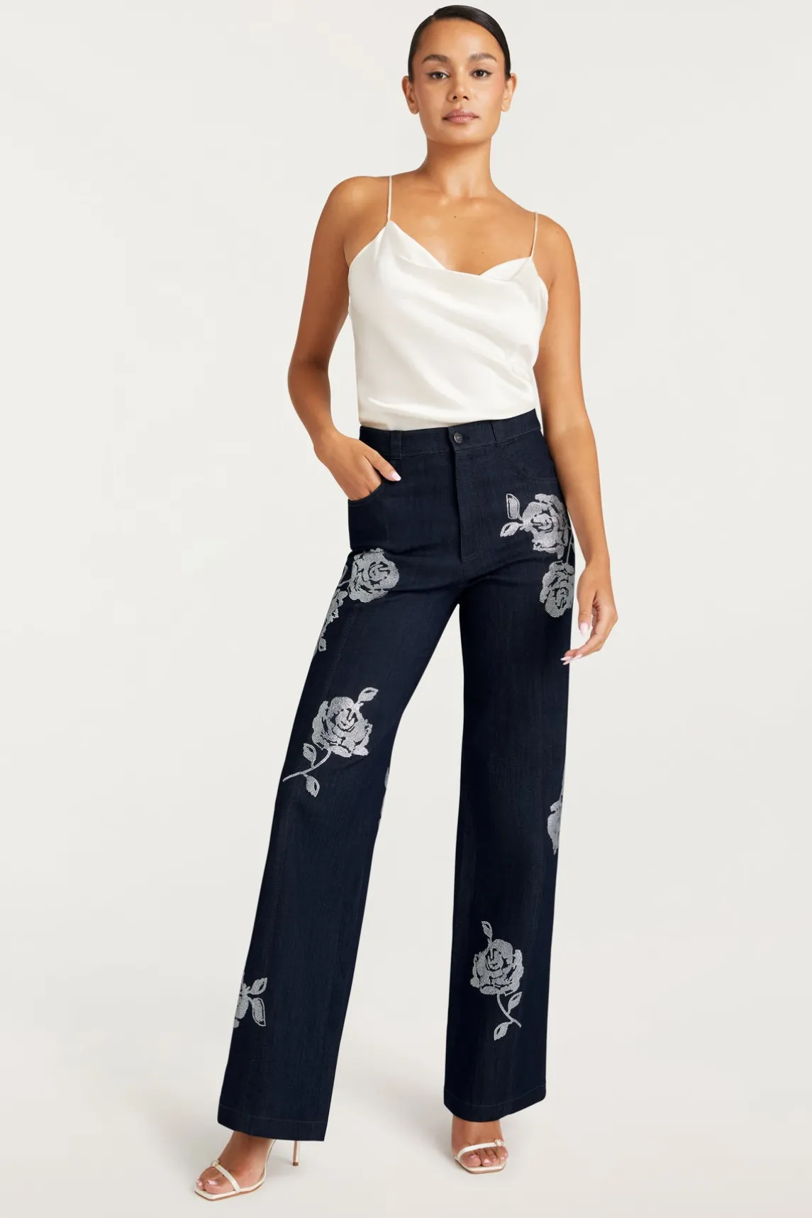 Cinq à Sept Heatset Roses Francine Pant<Women Pants | Denim