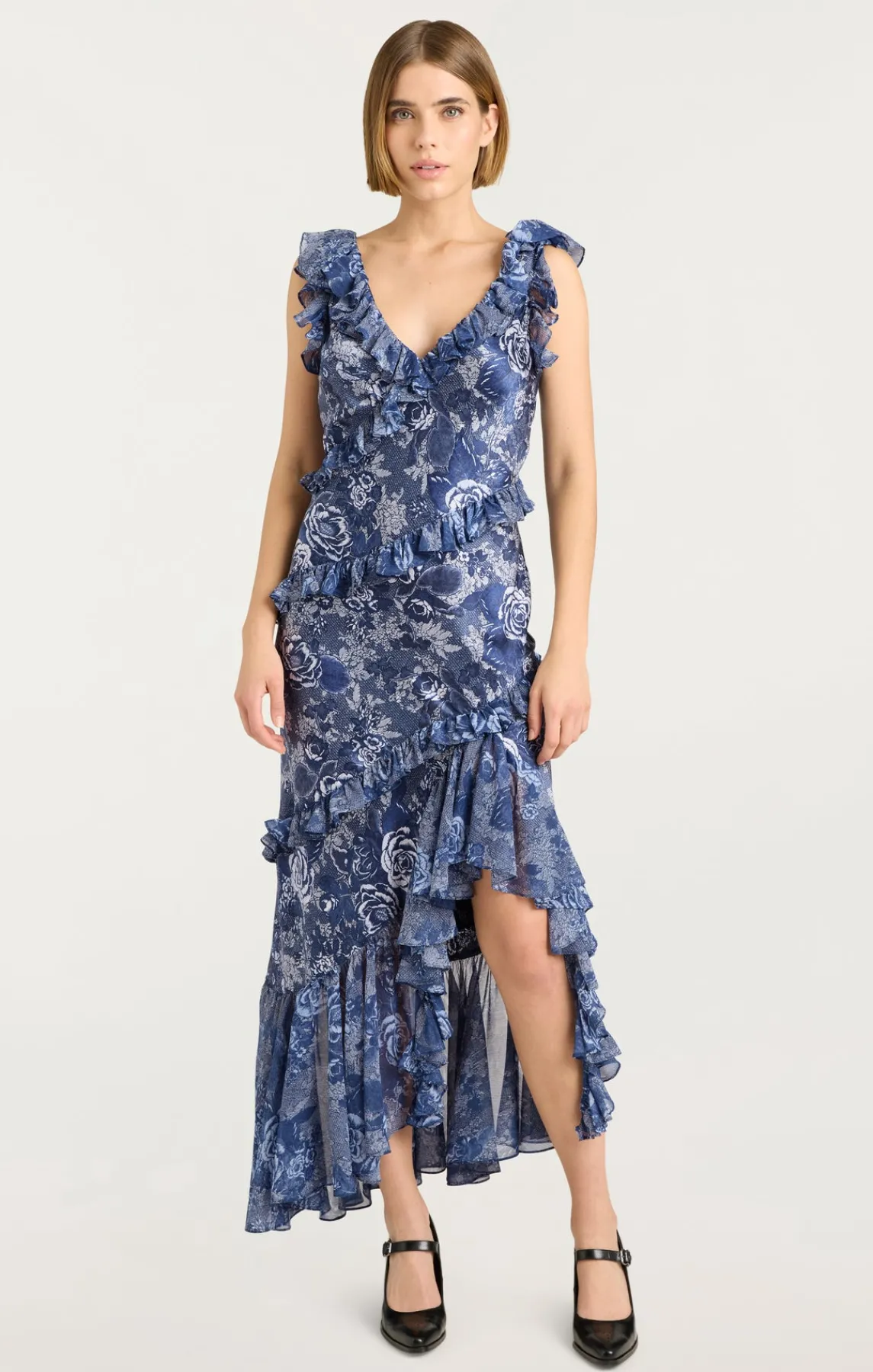 Cinq à Sept Indigo Floral Ora Dress<Women Midi | Cocktail & Evening