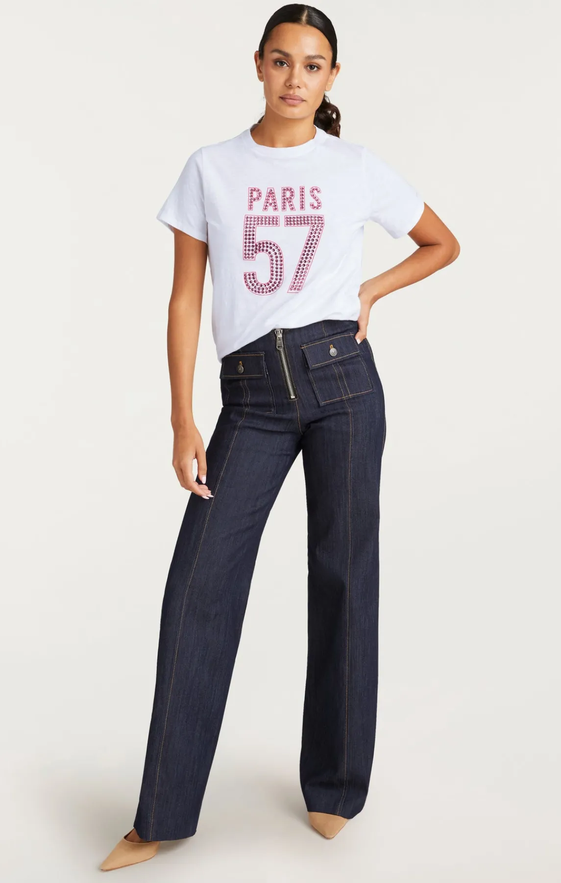 Cinq à Sept Large Heat Set Paris 57 Tee<Women Tees & Pullovers