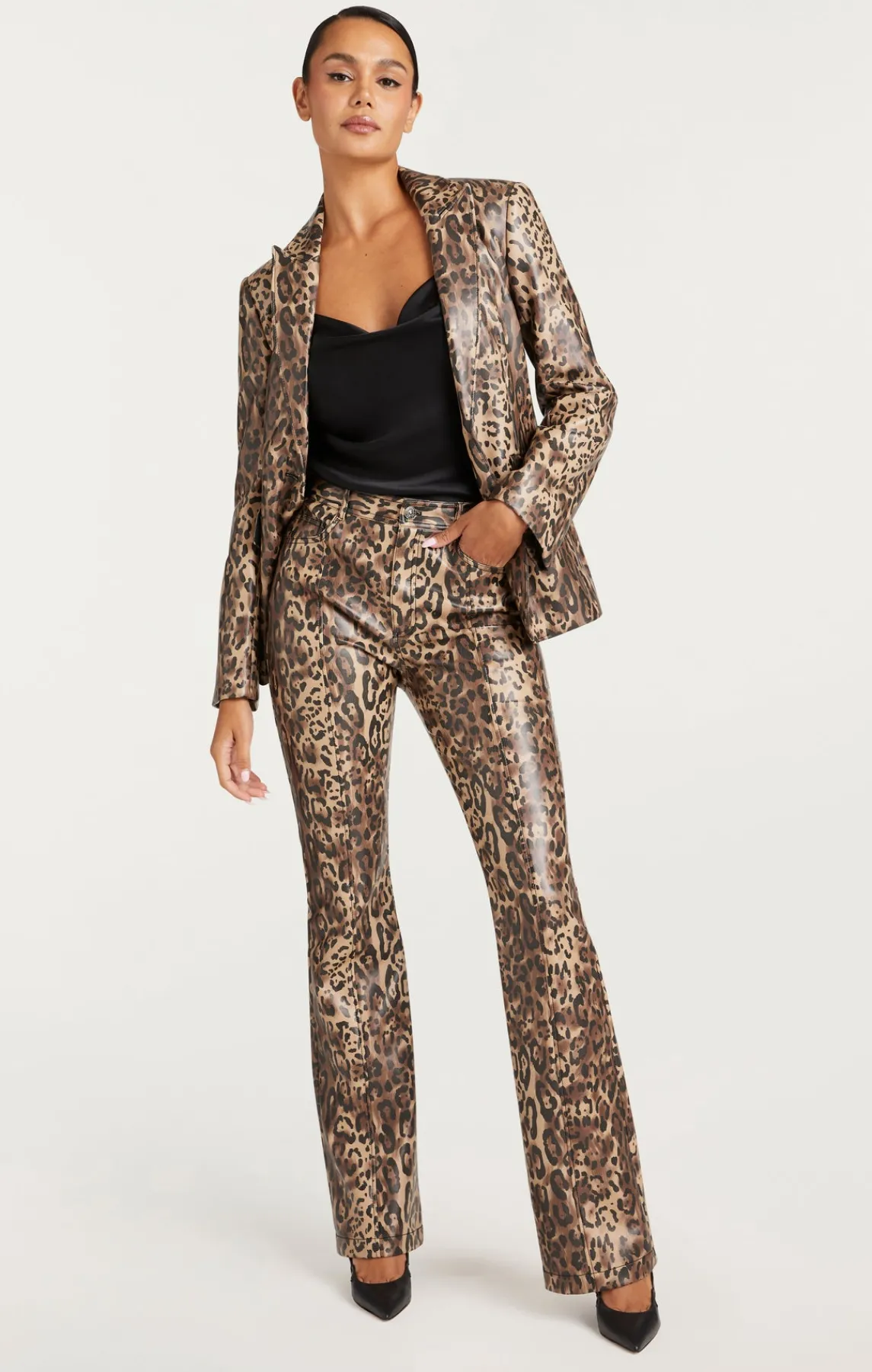 Cinq à Sept Leopard Vegan Leather Cheyenne Blazer<Women Blazers