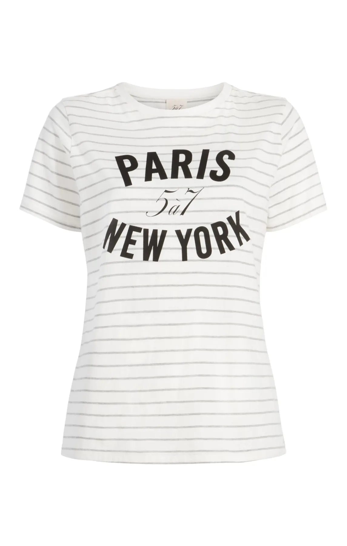 Cinq à Sept Melange Stripe Paris New York Tee<Women Tees & Pullovers