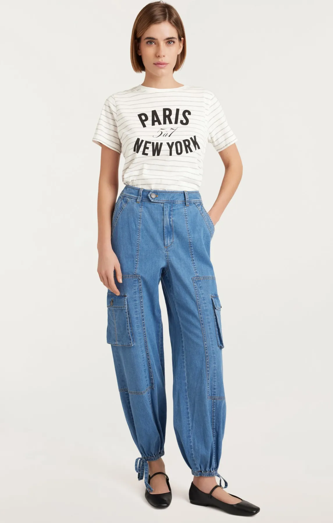 Cinq à Sept Melange Stripe Paris New York Tee<Women Tees & Pullovers