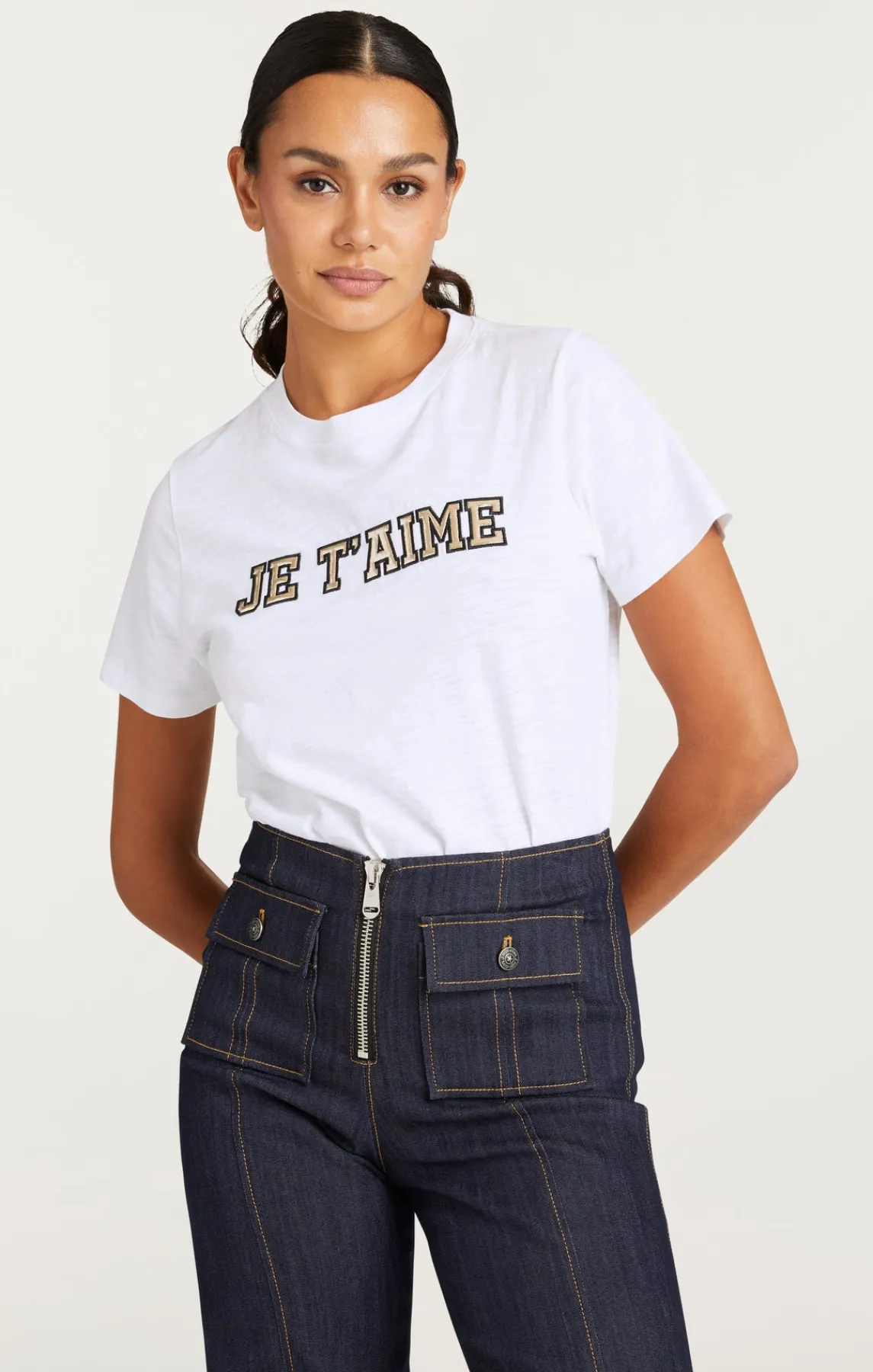 Cinq à Sept Metallic Leather Je T'aime Tee<Women Tees & Pullovers