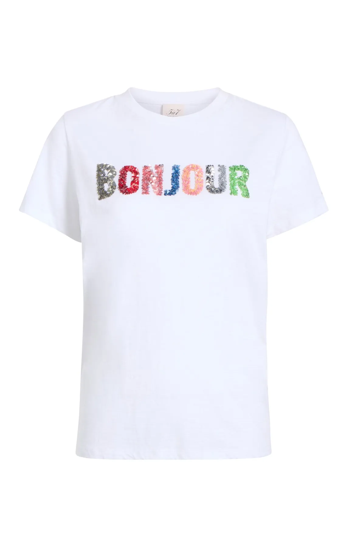 Cinq à Sept Pailette Applique Bonjour Tee<Women Tees & Pullovers