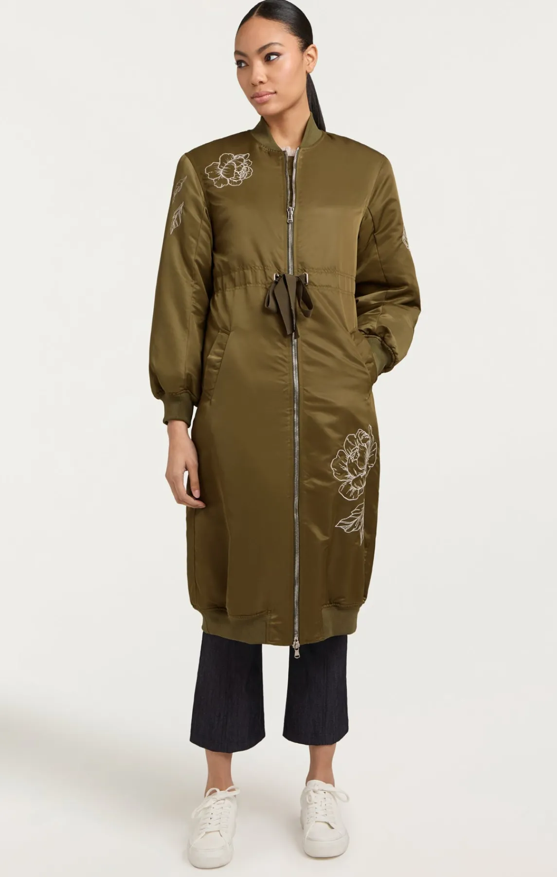 Cinq à Sept Peony Embroidered Long Pauline Coat<Women Jackets | Outerwear