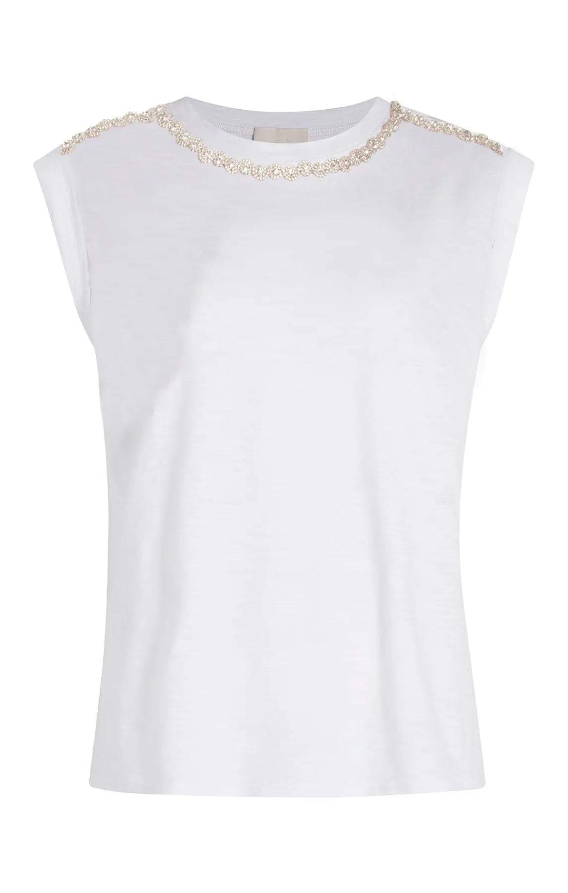 Cinq à Sept Rhinestone Border Bella Tee<Women Tees & Pullovers