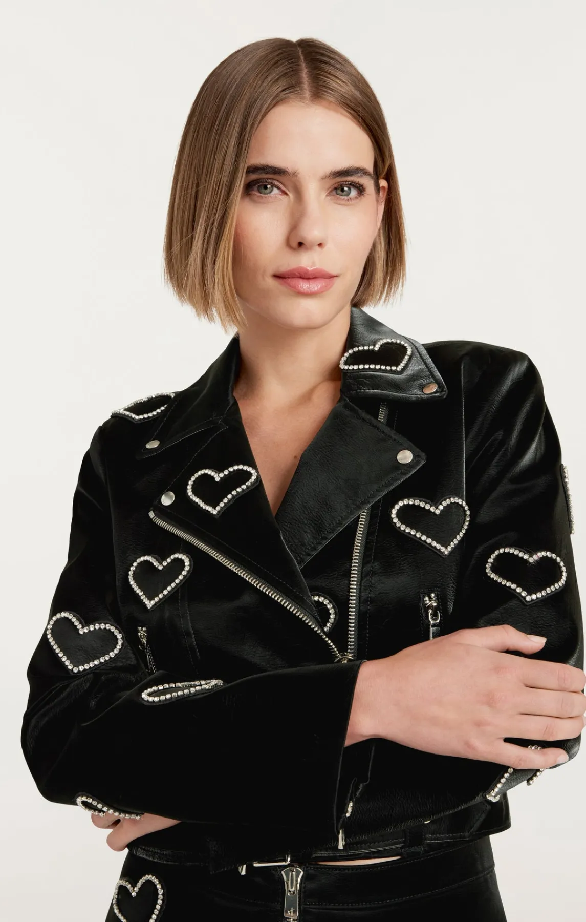 Cinq à Sept Rhinestone Hearts Zoe Jacket<Women Jackets