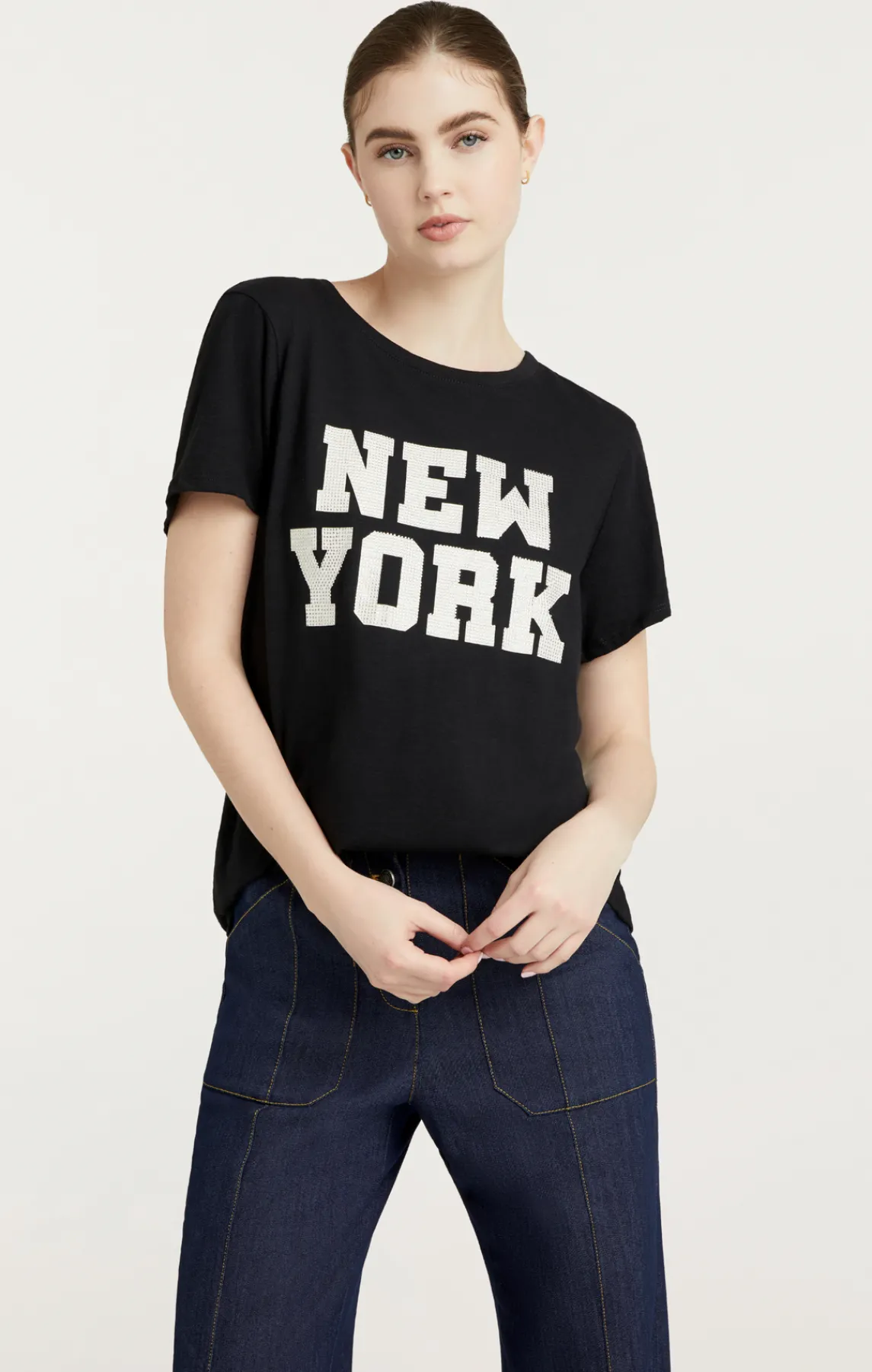 Cinq à Sept Rhinestone Paris New York Tee<Women Tees & Pullovers