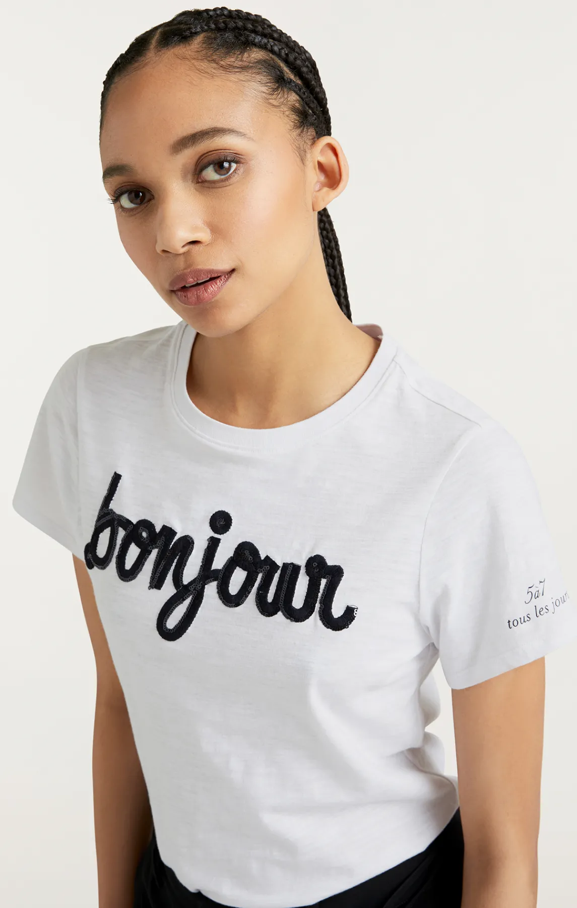 Cinq à Sept Shrunken Fringe Bonjour Tee<Women Tees & Pullovers